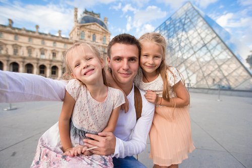 happy-family-with-two-kids-making-selfie-paris